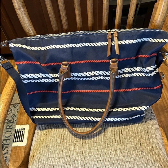 Tommy Hilfiger Patriotic Striped Tote Bag with Brown Handles - Picture 10 of 14